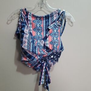 Cupsie Stylish Blue and Orange 2 Piece  Women's Bikini Size Xl